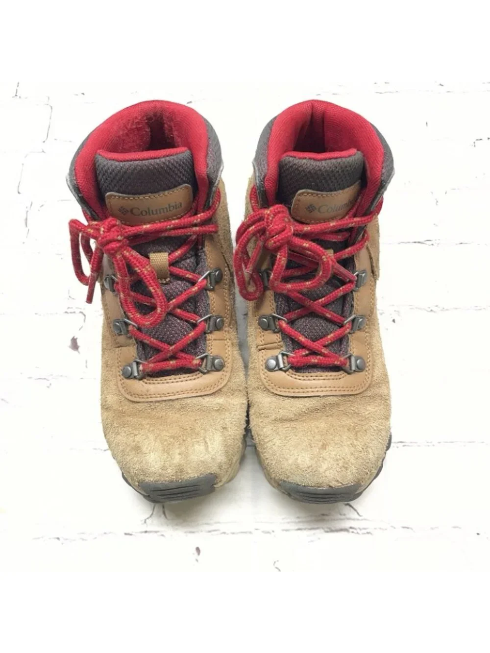 Columbia Big Kids' Sz 4 Newton Ridge Amped Boot Waterproof Lace Up Elk Tan Suede
